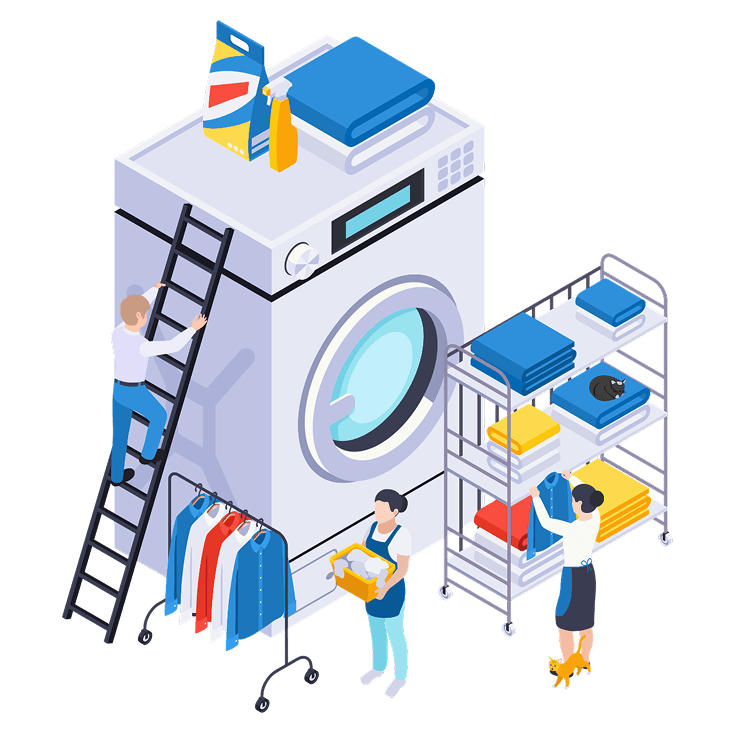 Person with laundry basket next to washing machine